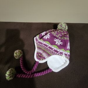 Spyder Superflake Fleece Winter Hat One Size Purple Green and White